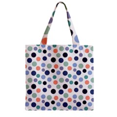 Dotted Pattern Background Blue Zipper Grocery Tote Bag by Modern2018