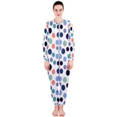 Dotted Pattern Background Blue Onepiece Jumpsuit (ladies) 