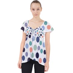 Dotted Pattern Background Blue Lace Front Dolly Top by Modern2018