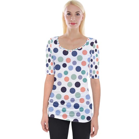 Dotted Pattern Background Blue Wide Neckline Tee by Modern2018