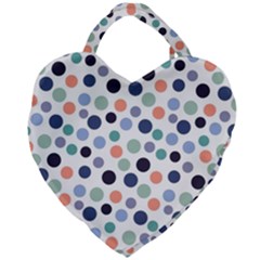 Dotted Pattern Background Blue Giant Heart Shaped Tote by Modern2018