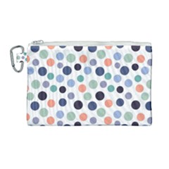 Dotted Pattern Background Blue Canvas Cosmetic Bag (large) by Modern2018