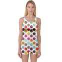 Dotted Pattern Background One Piece Boyleg Swimsuit View1