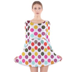 Dotted Pattern Background Long Sleeve Velvet Skater Dress