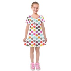 Dotted Pattern Background Kids  Short Sleeve Velvet Dress