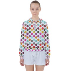 Dotted Pattern Background Women s Tie Up Sweat