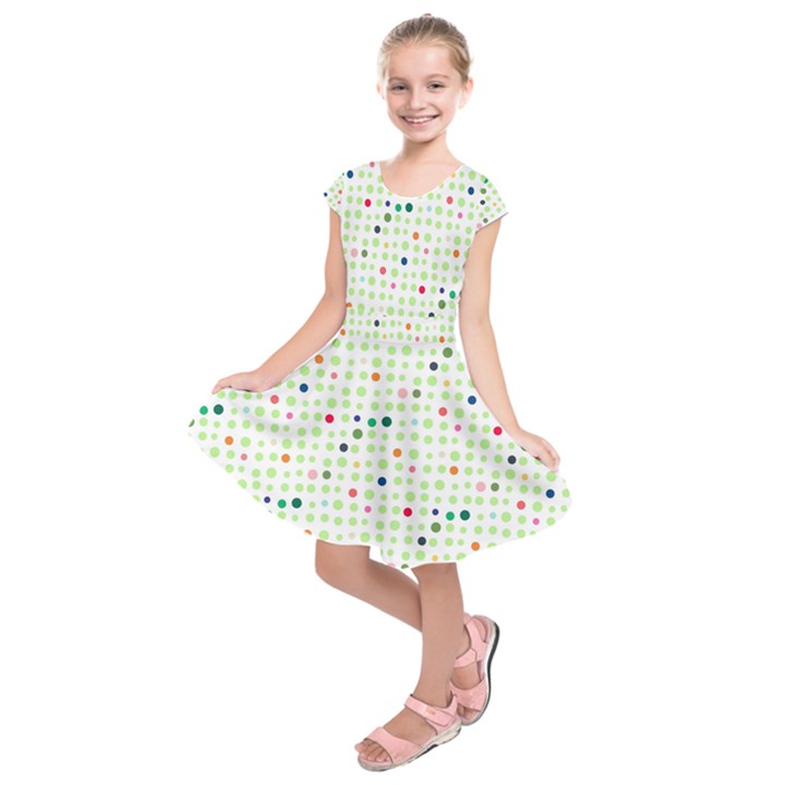 Dotted Pattern Background Full Colour Kids  Short Sleeve Dress