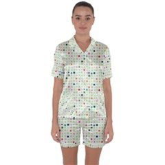 Dotted Pattern Background Full Colour Satin Short Sleeve Pyjamas Set by Modern2018