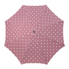 Pink Polka Dot Background Golf Umbrellas by Modern2018