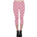 Pink Polka Dot Background Capri Leggings  View1