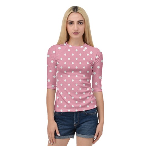 Pink Polka Dot Background Quarter Sleeve Raglan Tee by Modern2018