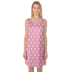 Pink Polka Dot Background Sleeveless Satin Nightdress by Modern2018