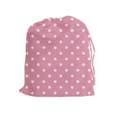 Pink Polka Dot Background Drawstring Pouches (extra Large)