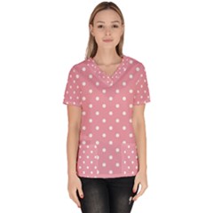 Pink Polka Dot Background Scrub Top by Modern2018