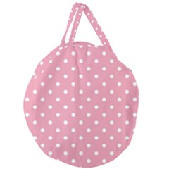 Pink Polka Dot Background Giant Round Zipper Tote by Modern2018