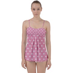 Pink Polka Dot Background Babydoll Tankini Set by Modern2018