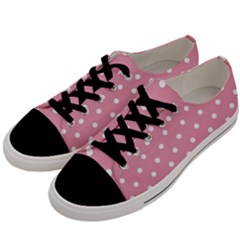 Pink Polka Dot Background Men s Low Top Canvas Sneakers by Modern2018