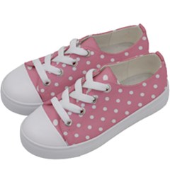 Pink Polka Dot Background Kids  Low Top Canvas Sneakers by Modern2018