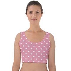 Pink Polka Dot Background Velvet Crop Top by Modern2018