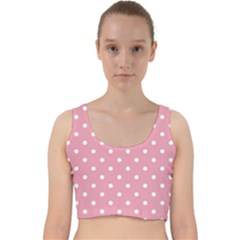 Pink Polka Dot Background Velvet Racer Back Crop Top