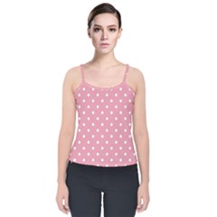 Pink Polka Dot Background Velvet Spaghetti Strap Top