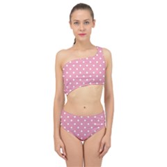 Pink Polka Dot Background Spliced Up Swimsuit