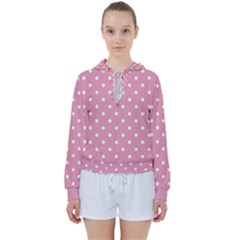 Pink Polka Dot Background Women s Tie Up Sweat