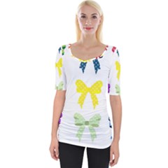 Ribbons And Bows Polka Dots Wide Neckline Tee