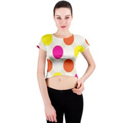 Polka Dots Background Colorful Crew Neck Crop Top by Modern2018