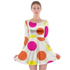 Polka Dots Background Colorful Long Sleeve Skater Dress by Modern2018