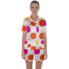 Polka Dots Background Colorful Satin Short Sleeve Pyjamas Set