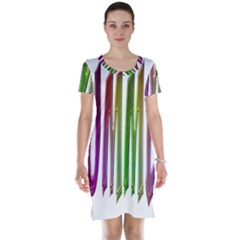 Summer Colorful Rainbow Typography Short Sleeve Nightdress