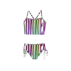 Summer Colorful Rainbow Typography Girls  Tankini Swimsuit