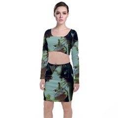 Selfy In A Shades Long Sleeve Crop Top & Bodycon Skirt Set by bestdesignintheworld