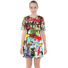 No Warrant For Blossoming Corner Sixties Short Sleeve Mini Dress by bestdesignintheworld