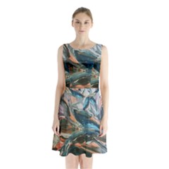 Night Lillies Sleeveless Waist Tie Chiffon Dress by bestdesignintheworld