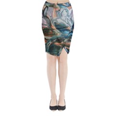 Night Lillies Midi Wrap Pencil Skirt by bestdesignintheworld