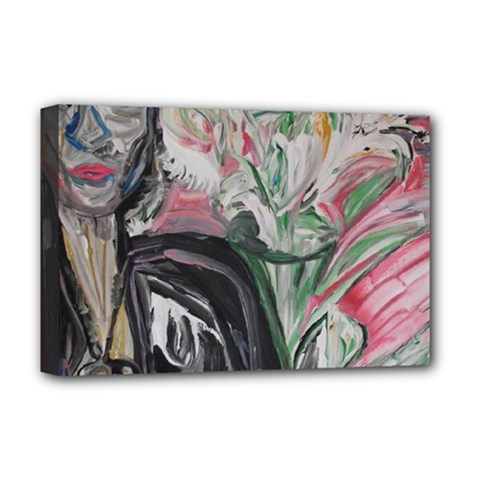 Lady With Lillies Deluxe Canvas 18  X 12   by bestdesignintheworld