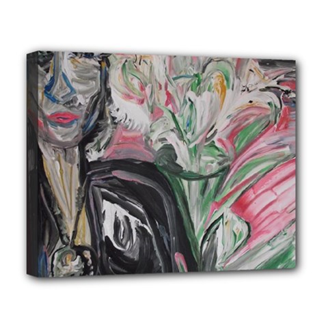 Lady With Lillies Deluxe Canvas 20  X 16   by bestdesignintheworld