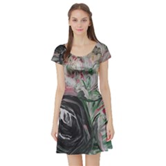 Lady With Lillies Short Sleeve Skater Dress by bestdesignintheworld