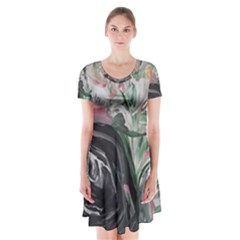 Lady With Lillies Short Sleeve V-neck Flare Dress by bestdesignintheworld