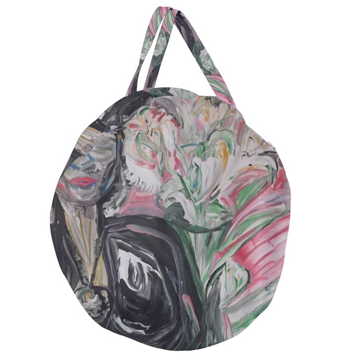 Lady With Lillies Giant Round Zipper Tote