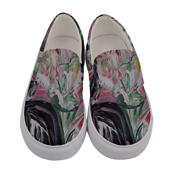 Lady With Lillies Women s Canvas Slip Ons