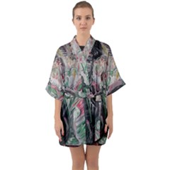 Lady With Lillies Quarter Sleeve Kimono Robe by bestdesignintheworld