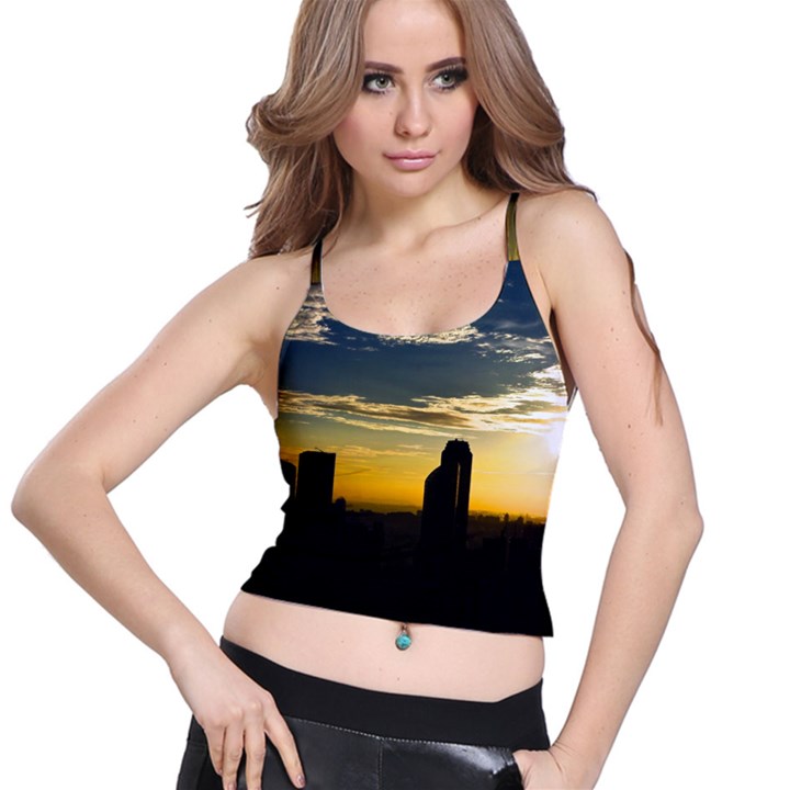 Skyline Sunset Buildings Cityscape Spaghetti Strap Bra Top