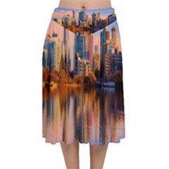 Vancouver Canada Sea Ocean Velvet Flared Midi Skirt