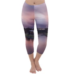 Sunset Melbourne Yarra River Capri Winter Leggings  by Simbadda