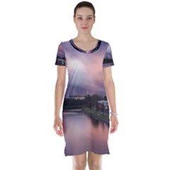 Sunset Melbourne Yarra River Short Sleeve Nightdress by Simbadda