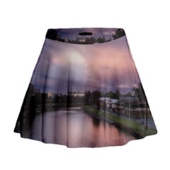 Sunset Melbourne Yarra River Mini Flare Skirt by Simbadda