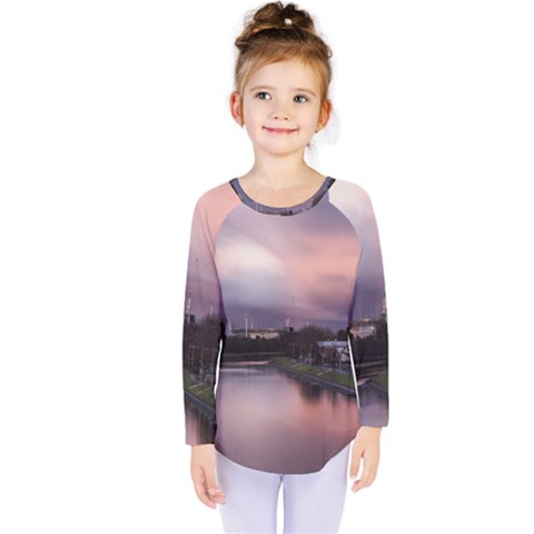 Sunset Melbourne Yarra River Kids  Long Sleeve Tee by Simbadda